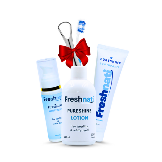 Dentifrice + Blancheur+ Bain de Bouche+ Brosse á dents et gratte langue CADEAU